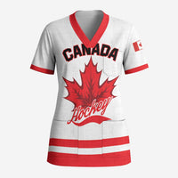 Custom Canada 2026 Hockey Scrub Top Team Maple Leaf White Version - Wonder Print Shop