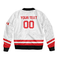 Custom Canada 2026 Hockey Sleeve Zip Bomber Jacket Team Maple Leaf White Version - Wonder Print Shop