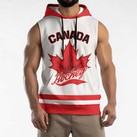 Custom Canada 2026 Hockey Sleeveless Hoodie Team Maple Leaf White Version - Wonder Print Shop