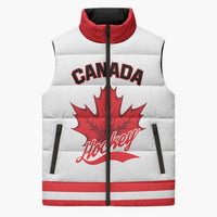 Custom Canada 2026 Hockey Sleeveless Puffer Jacket Team Maple Leaf White Version - Wonder Print Shop
