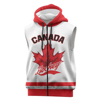 Custom Canada 2026 Hockey Sleeveless Zip Hoodie Team Maple Leaf White Version - Wonder Print Shop