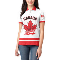 Custom Canada 2026 Hockey Women Polo Shirt Team Maple Leaf White Version - Wonder Print Shop