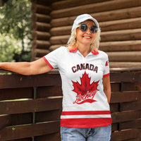 Custom Canada 2026 Hockey Women Polo Shirt Team Maple Leaf White Version - Wonder Print Shop