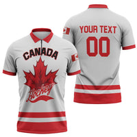 Custom Canada 2026 Hockey Zipper Polo Shirt Team Maple Leaf White Version - Wonder Print Shop