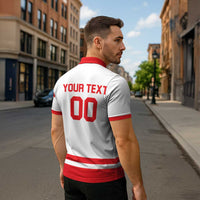 Custom Canada 2026 Hockey Zipper Polo Shirt Team Maple Leaf White Version - Wonder Print Shop