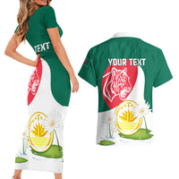 Bangladesh Independence Day Couples Matching Short Sleeve Bodycon Dress and Hawaiian Shirt Royal Bengal Tiger With Water Lily - Wonder Print Shop