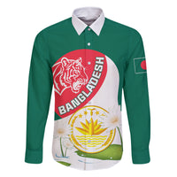 Bangladesh Independence Day Family Matching Off Shoulder Long Sleeve Dress and Hawaiian Shirt Royal Bengal Tiger With Water Lily - Wonder Print Shop