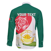Bangladesh Independence Day Family Matching Off Shoulder Long Sleeve Dress and Hawaiian Shirt Royal Bengal Tiger With Water Lily - Wonder Print Shop