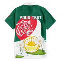 Bangladesh Independence Day Family Matching Short Sleeve Bodycon Dress and Hawaiian Shirt Royal Bengal Tiger With Water Lily - Wonder Print Shop