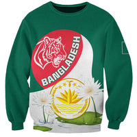 Bangladesh Independence Day Sweatshirt Royal Bengal Tiger With Water Lily - Wonder Print Shop