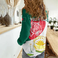 Bangladesh Independence Day Women Casual Shirt Royal Bengal Tiger With Water Lily - Wonder Print Shop