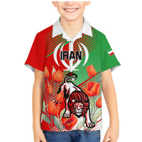 Iran Republic Day Family Matching Mermaid Dress and Hawaiian Shirt Asiatic Lion With Tulip Flower - Wonder Print Shop