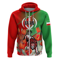 Iran Republic Day Hoodie Asiatic Lion With Tulip Flower - Wonder Print Shop