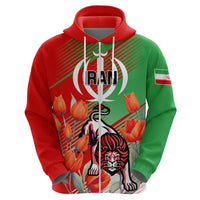 Iran Republic Day Hoodie Asiatic Lion With Tulip Flower - Wonder Print Shop