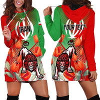 Iran Republic Day Hoodie Dress Asiatic Lion With Tulip Flower - Wonder Print Shop