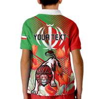 Iran Republic Day Kid Polo Shirt Asiatic Lion With Tulip Flower - Wonder Print Shop