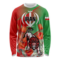 Iran Republic Day Long Sleeve Shirt Asiatic Lion With Tulip Flower - Wonder Print Shop