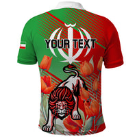 Iran Republic Day Polo Shirt Asiatic Lion With Tulip Flower - Wonder Print Shop