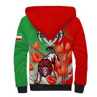 Iran Republic Day Sherpa Hoodie Asiatic Lion With Tulip Flower - Wonder Print Shop