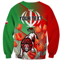 Iran Republic Day Sweatshirt Asiatic Lion With Tulip Flower - Wonder Print Shop