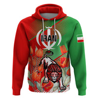 Iran Republic Day Zip Hoodie Asiatic Lion With Tulip Flower - Wonder Print Shop