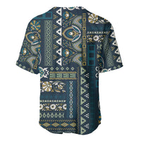 Persian Patchwork Pattern Baseball Jersey Unique Blue - Wonder Print Shop