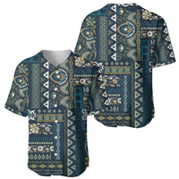 Persian Patchwork Pattern Baseball Jersey Unique Blue - Wonder Print Shop
