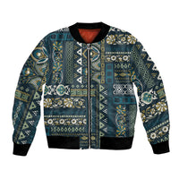 Persian Patchwork Pattern Bomber Jacket Unique Blue - Wonder Print Shop