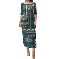 Persian Patchwork Pattern Family Matching Puletasi and Hawaiian Shirt Unique Blue - Wonder Print Shop