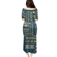Persian Patchwork Pattern Family Matching Puletasi and Hawaiian Shirt Unique Blue - Wonder Print Shop