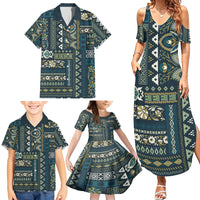 Persian Patchwork Pattern Family Matching Summer Maxi Dress and Hawaiian Shirt Unique Blue - Wonder Print Shop