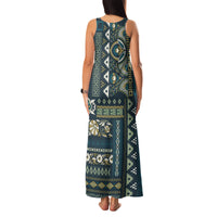Persian Patchwork Pattern Family Matching Tank Maxi Dress and Hawaiian Shirt Unique Blue - Wonder Print Shop