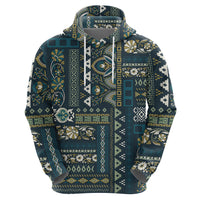 Persian Patchwork Pattern Hoodie Unique Blue - Wonder Print Shop