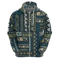 Persian Patchwork Pattern Hoodie Unique Blue - Wonder Print Shop