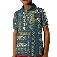 Persian Patchwork Pattern Kid Polo Shirt Unique Blue - Wonder Print Shop
