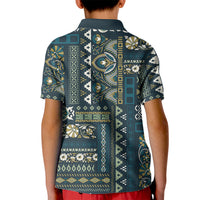 Persian Patchwork Pattern Kid Polo Shirt Unique Blue - Wonder Print Shop
