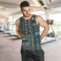 Persian Patchwork Pattern Men Tank Top Unique Blue - Wonder Print Shop