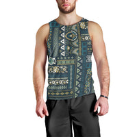 Persian Patchwork Pattern Men Tank Top Unique Blue - Wonder Print Shop