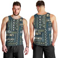 Persian Patchwork Pattern Men Tank Top Unique Blue - Wonder Print Shop