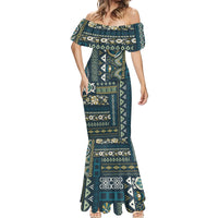 Persian Patchwork Pattern Mermaid Dress Unique Blue - Wonder Print Shop