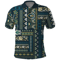 Persian Patchwork Pattern Polo Shirt Unique Blue - Wonder Print Shop
