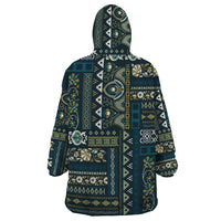 Persian Patchwork Pattern Wearable Blanket Hoodie Unique Blue - Wonder Print Shop