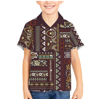 Persian Patchwork Pattern Family Matching Mermaid Dress and Hawaiian Shirt Unique Brown - Wonder Print Shop