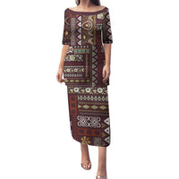 Persian Patchwork Pattern Family Matching Puletasi and Hawaiian Shirt Unique Brown - Wonder Print Shop