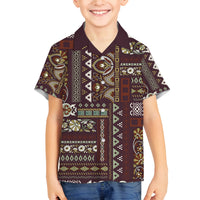 Persian Patchwork Pattern Family Matching Puletasi and Hawaiian Shirt Unique Brown - Wonder Print Shop
