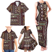 Persian Patchwork Pattern Family Matching Tank Maxi Dress and Hawaiian Shirt Unique Brown - Wonder Print Shop