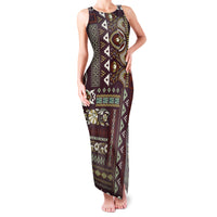 Persian Patchwork Pattern Family Matching Tank Maxi Dress and Hawaiian Shirt Unique Brown - Wonder Print Shop