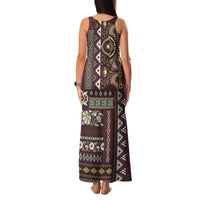 Persian Patchwork Pattern Family Matching Tank Maxi Dress and Hawaiian Shirt Unique Brown - Wonder Print Shop