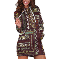 Persian Patchwork Pattern Hoodie Dress Unique Brown - Wonder Print Shop