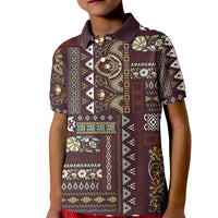 Persian Patchwork Pattern Kid Polo Shirt Unique Brown - Wonder Print Shop